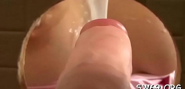  High class whore fingered and overspread in slime at gloryhole